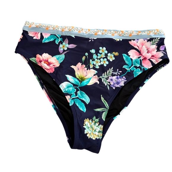 Cupshe Floral High-Waisted Bikini Bottoms With Accenting Color Floral Pattern Tr - Picture 1 of 6